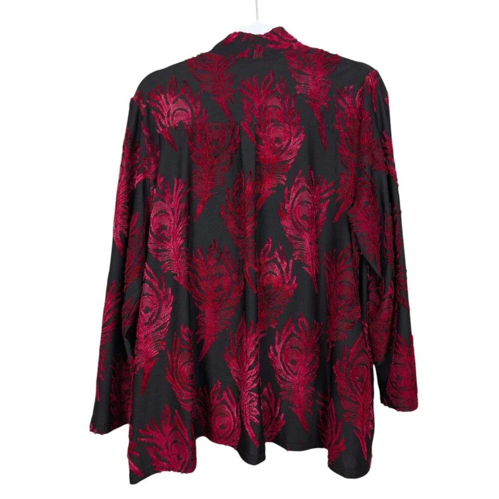 Calessa Embroidered Asymmetric Zip Stretch Jacket Top Size XL
